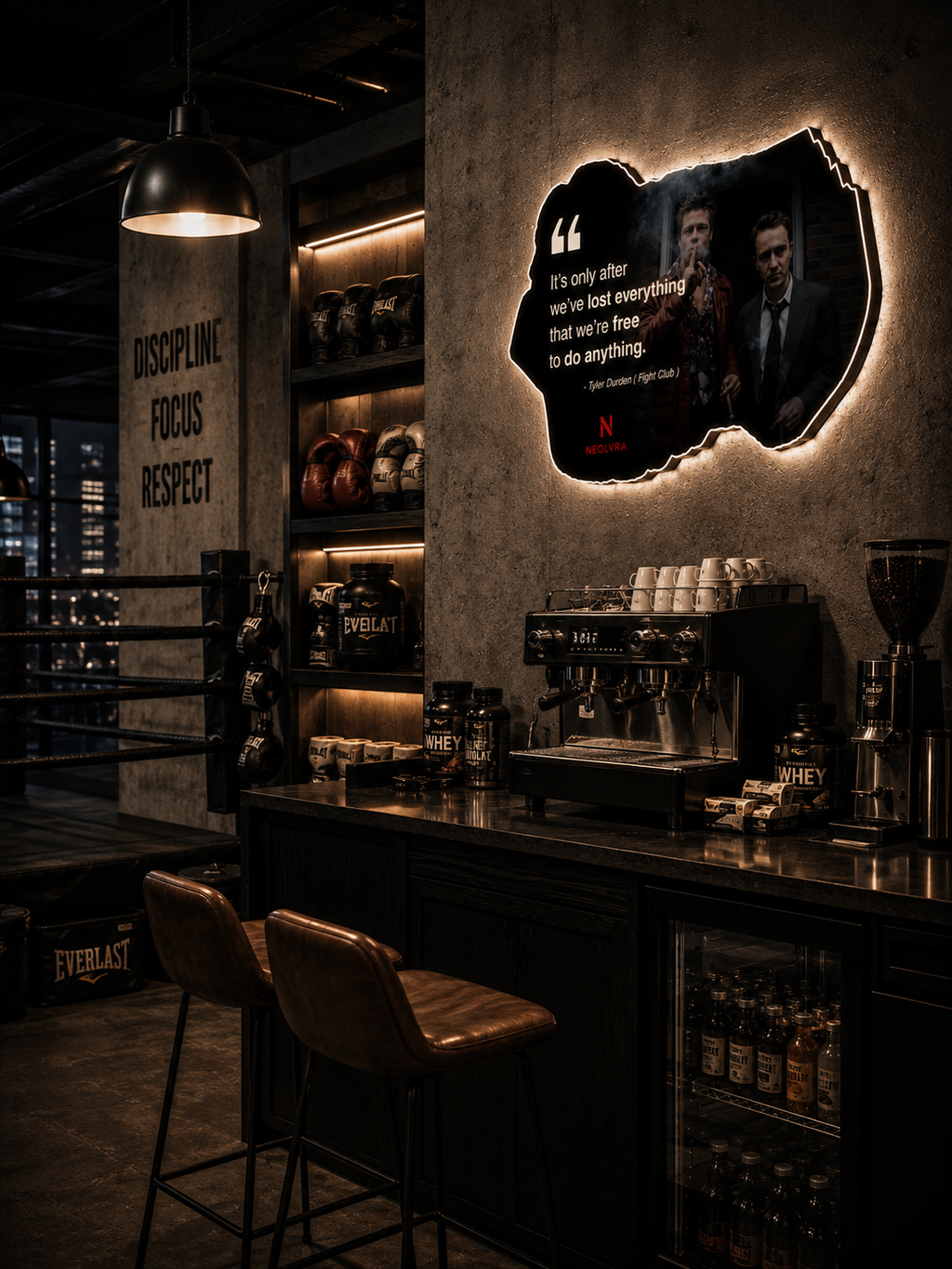 fight club film insegna led premium