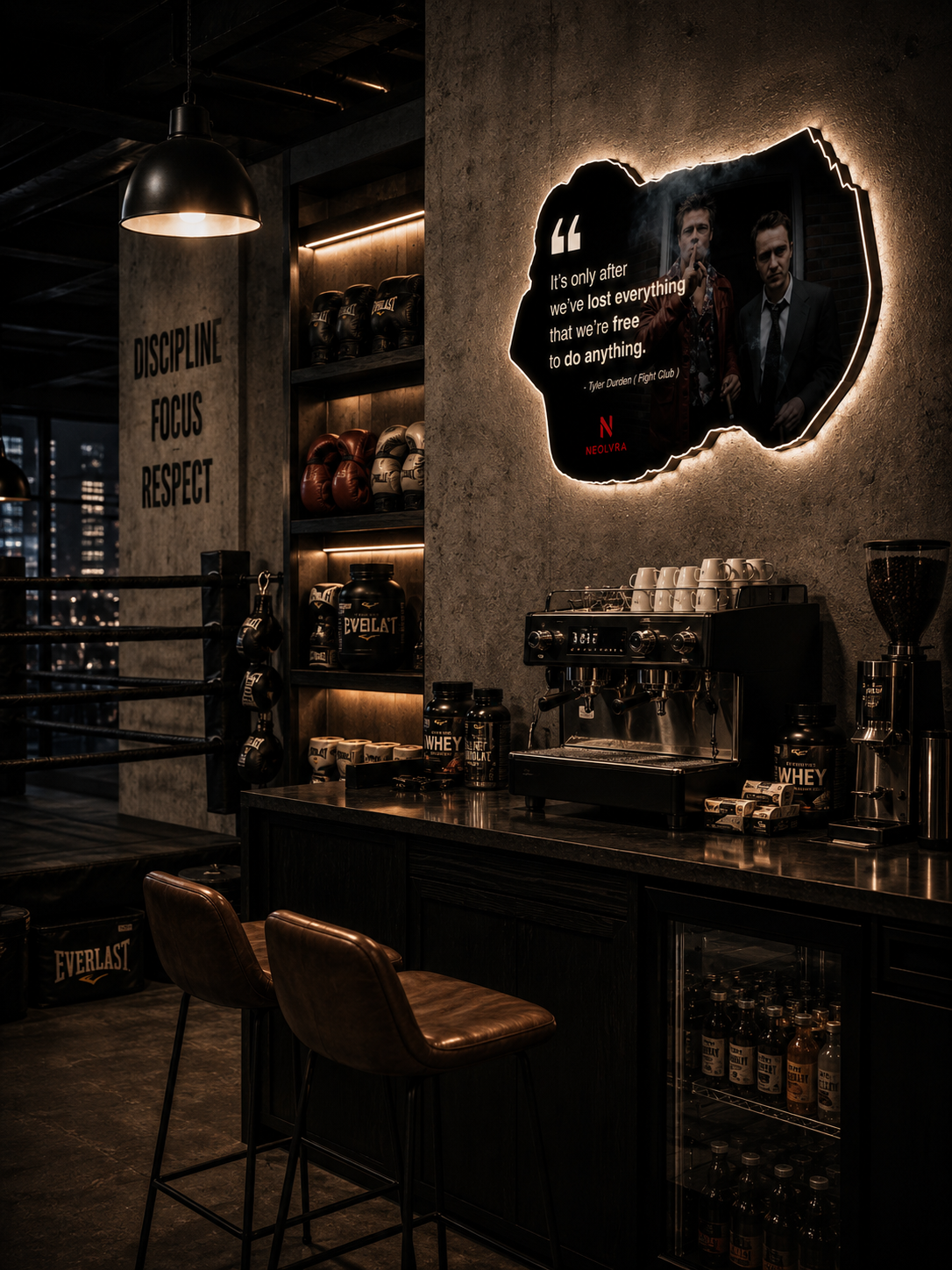 fight club film insegna led premium