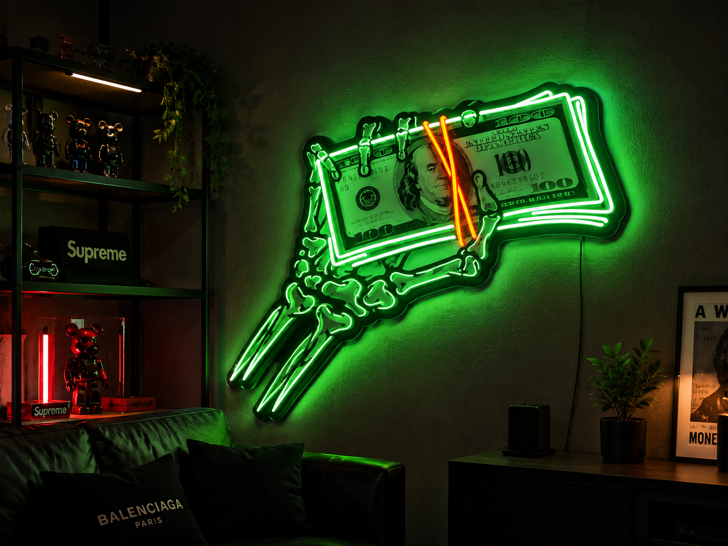 cash skeleton insegna led premium