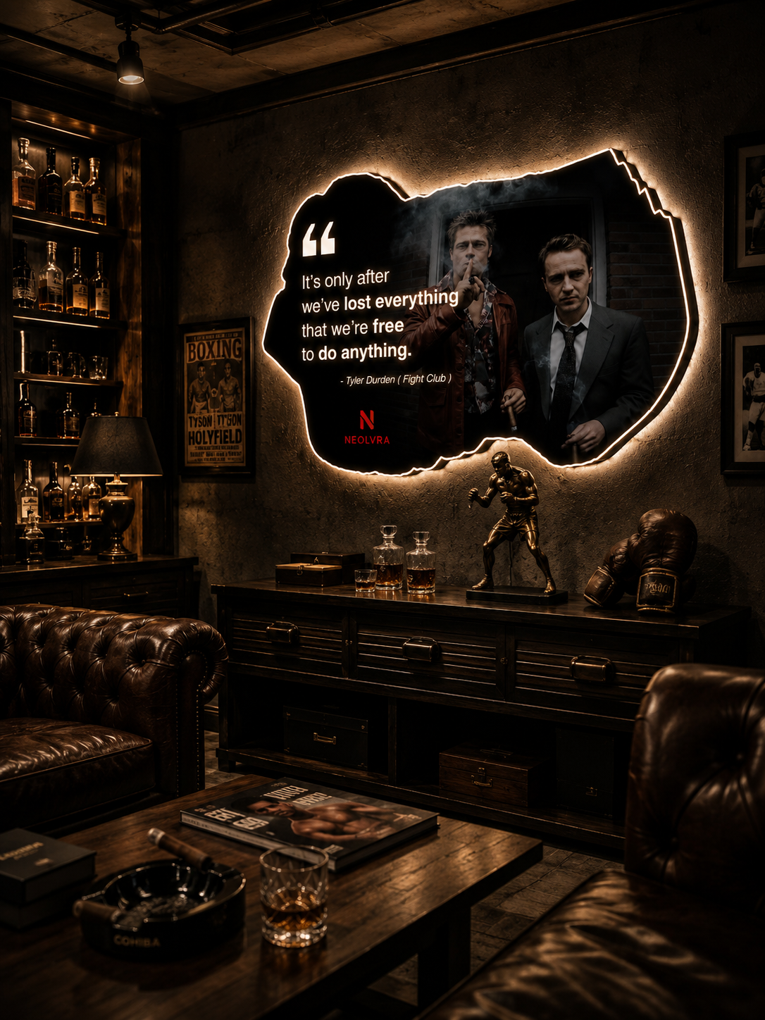 fight club film insegna led premium