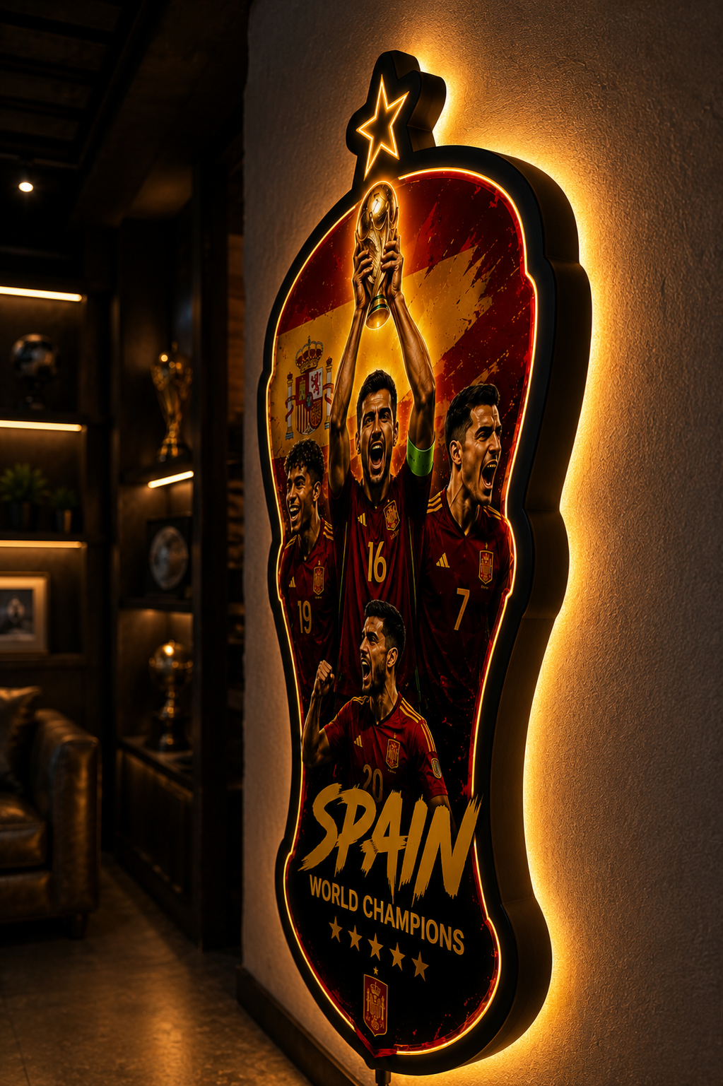 Insegna LED Spagna Campioni del Mondo – World Champions | Edizione Esclusiva NEOLVRA