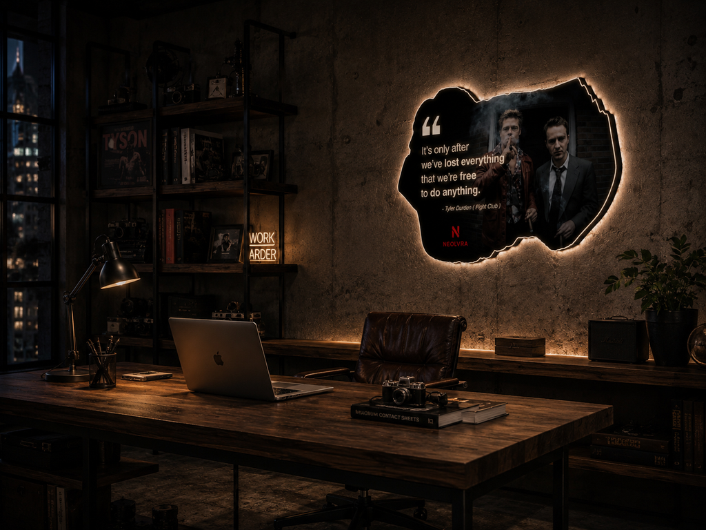 fight club film insegna led premium