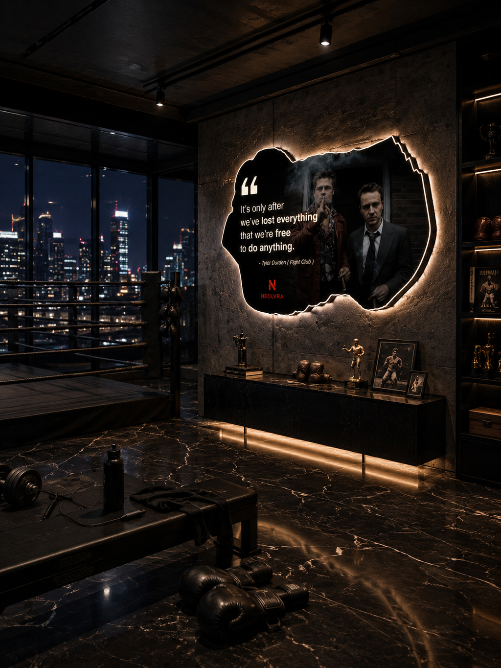 fight club film insegna led premium