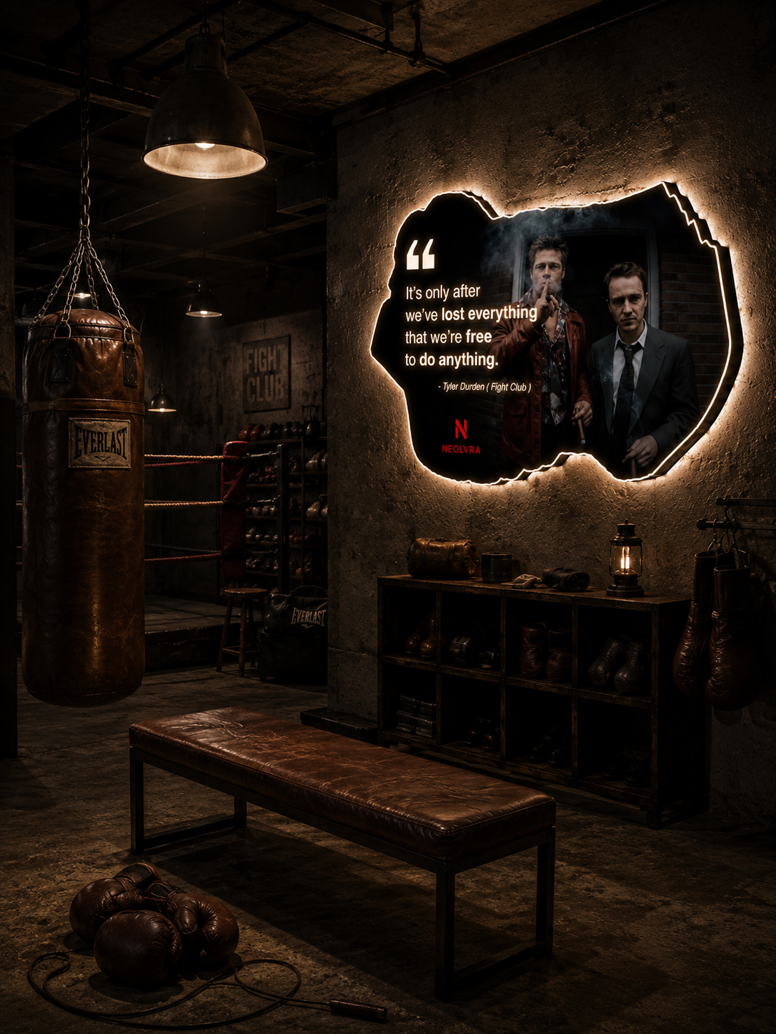 fight club film insegna led premium